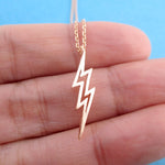 Thunder Lightning Bolts Outline Shaped Pendant Necklace in Silver or Rose Gold