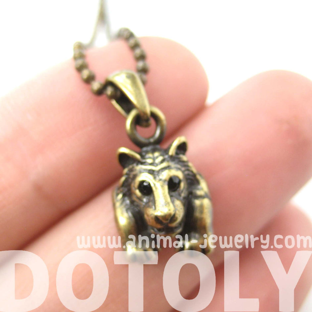 Tiger Realistic Animal Charm Necklace in Brass | Animal Jewelry | DOTOLY