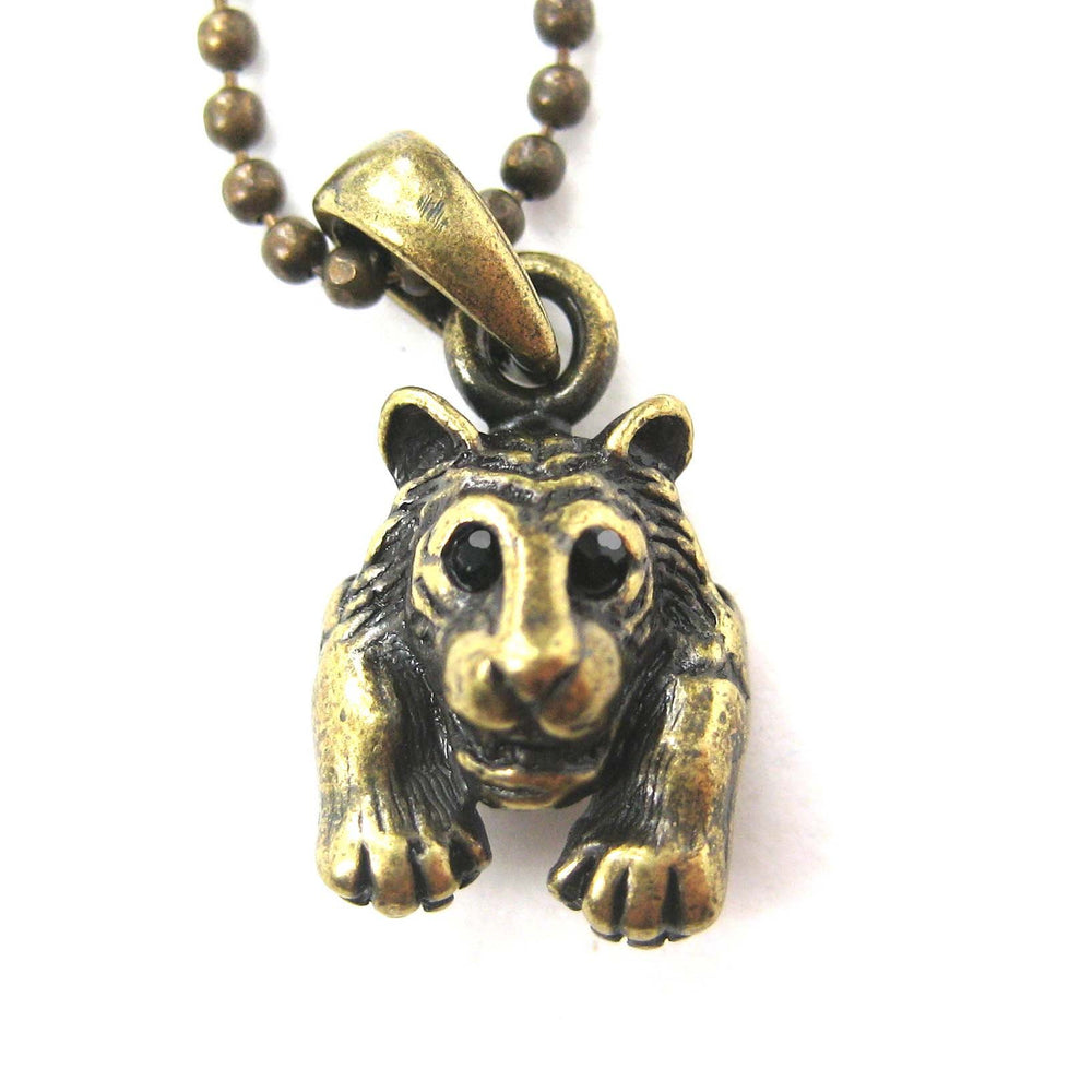 Tiger Realistic Animal Charm Necklace in Brass | Animal Jewelry | DOTOLY