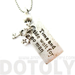 Time and Tide Wait For No Man Quote Shaped Pendant Necklace in Silver | DOTOLY