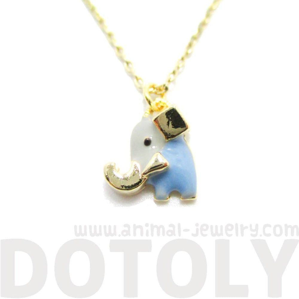 Tiny Abstract Elephant Shaped Enamel Pendant Necklace | Animal Jewelry | DOTOLY