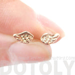 Tiny Angel Wings Feather Shaped Stud Earrings in Rose Gold | DOTOLY | DOTOLY