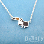 Tiny Atlantic Puffin Bird Shaped Enamel Charm Necklace in Silver | DOTOLY | DOTOLY