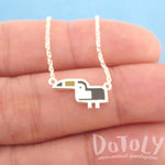 Tiny Atlantic Puffin Bird Shaped Enamel Charm Necklace in Silver | DOTOLY | DOTOLY