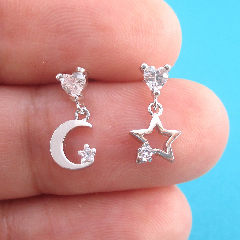 Amazon.com: YZSFMZGE Moon and Star Earrings 925 Sterling Silver Opal Stud  Earrings for Women Hypoallergenic Sun and Moon Earrings Crescent Moon Star  Jewelry Gift for Women Girls for Sensitive Ears: Clothing, Shoes