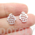 Tiny Cupcake Shaped Stud Earrings in Silver | Allergy Free Earrings | DOTOLY