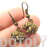Tiny Elephant Shaped Dangle Earrings in Brass with Floral Detail | DOTOLY | DOTOLY