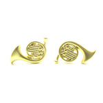 Tiny French Horn Shaped Stud Earrings in Gold | Music Themed Jewelry | DOTOLY