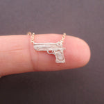Tiny Handgun Pistol Gun Shaped Pendant Necklace