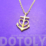 Tiny Heart Shaped Anchor Charm Nautical Themed Necklace in Gold | DOTOLY | DOTOLY