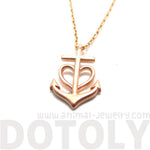 Tiny Heart Shaped Anchor Charm Nautical Themed Necklace in Rose Gold | DOTOLY | DOTOLY