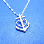 Tiny Heart Shaped Anchor Charm Nautical Themed Necklace in Silver | DOTOLY | DOTOLY