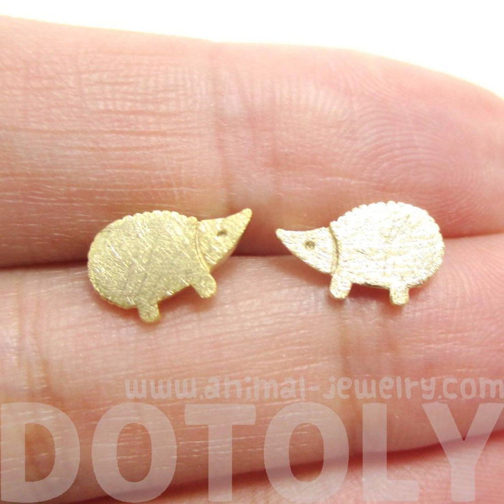 Tiny Hedgehog Animal Shaped Stud Earrings in Gold | DOTOLY | DOTOLY