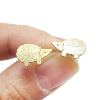 Tiny Hedgehog Animal Shaped Stud Earrings in Gold | DOTOLY | DOTOLY
