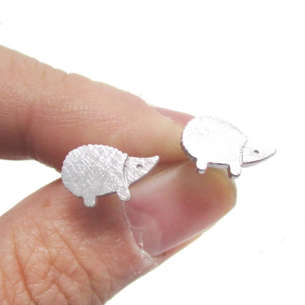 Tiny Hedgehog Animal Shaped Stud Earrings in Silver | DOTOLY | DOTOLY