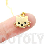 Tiny Kitty Cat Shaped Animal Charm Necklace in Gold | Animal Jewelry | DOTOLY