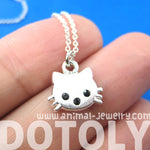 Tiny Kitty Cat Shaped Animal Charm Necklace in Silver | Animal Jewelry | DOTOLY