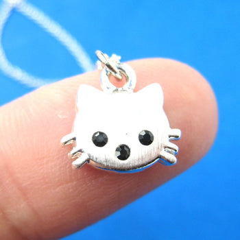 Tiny Kitty Cat Shaped Animal Charm Necklace in Silver | Animal Jewelry | DOTOLY