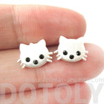 Tiny Kitty Cat Shaped Animal Stud Earrings in Silver with Allergy Free Posts | Animal Jewelry | DOTOLY