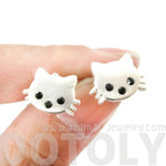 Tiny Kitty Cat Shaped Animal Stud Earrings in Silver with Allergy Free Posts | Animal Jewelry | DOTOLY