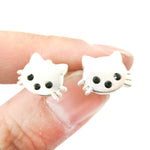 Tiny Kitty Cat Shaped Animal Stud Earrings in Silver with Allergy Free Posts | Animal Jewelry | DOTOLY