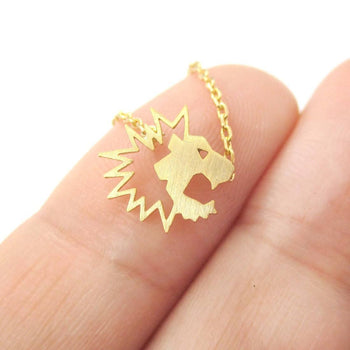 Tiny Lion Face Shaped Animal Cut Out Charm Necklace in Gold | Animal Jewelry | DOTOLY