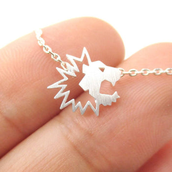 Tiny Lion Face Shaped Animal Cut Out Charm Necklace in Silver | Animal Jewelry | DOTOLY