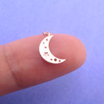 Tiny Minimal Crescent Moon and Stars Shaped Pendant Necklace