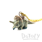 Tiny Porcelain Triceratops Dinosaur Shaped Ceramic Pendant Necklace