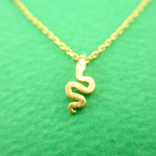 Tiny Snake Shaped Danger Noodle Squiggly Python Pendant Necklace
