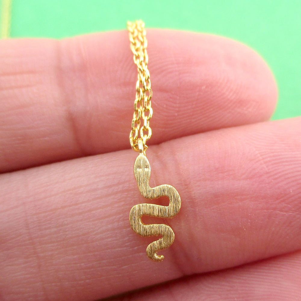 Tiny Snake Shaped Danger Noodle Squiggly Python Pendant Necklace