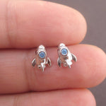 Tiny Spaceship Rocket Starship Shaped Outer Space Themed Stud Earrings