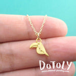 Tiny Toucan Bird Shaped Charm Necklace in Gold