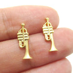 Tiny Trumpet Shaped Stud Earrings in Gold | Music Themed Jewelry | DOTOLY