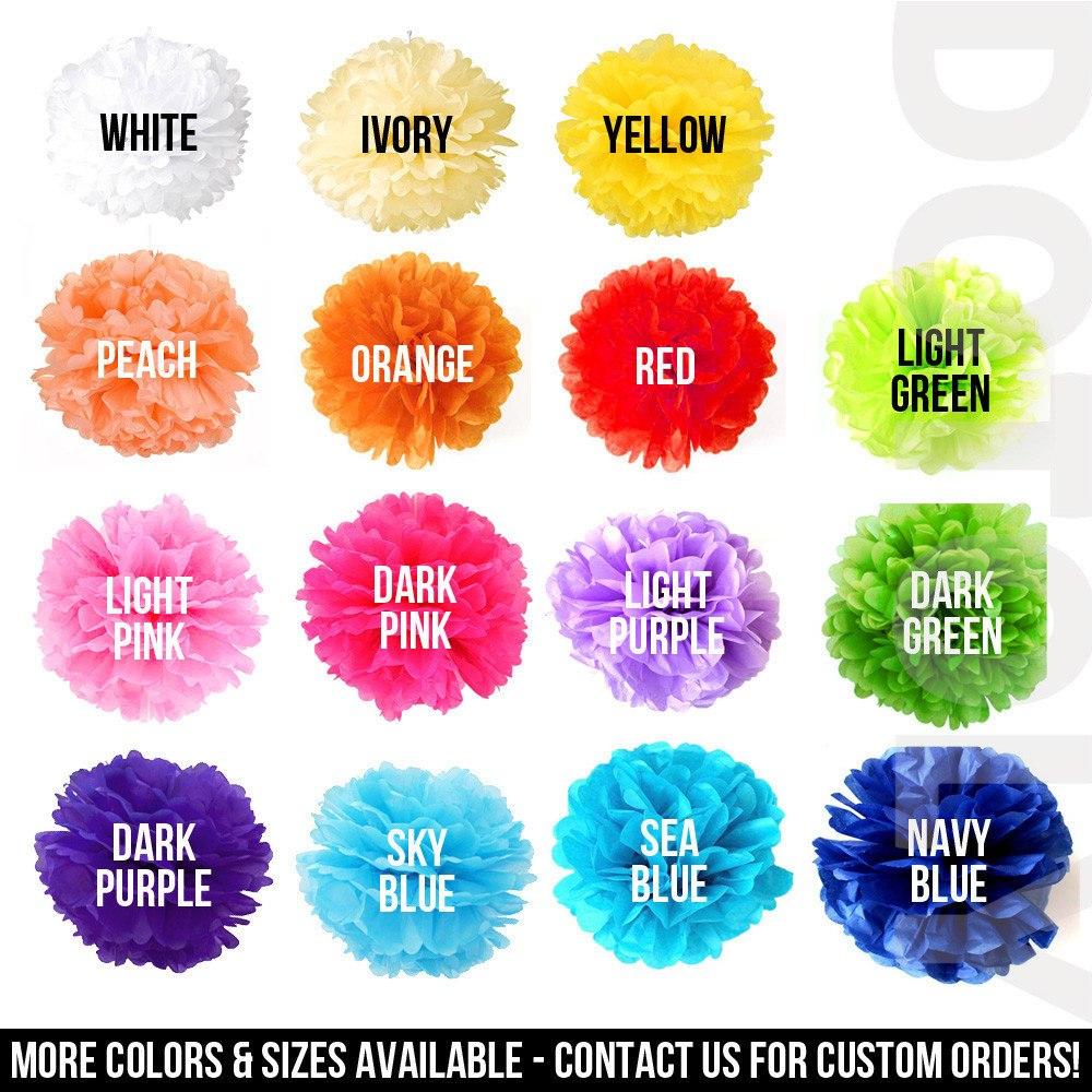 8 Tissue Paper Pom Pom Ready To Ship Package | Shades of Blue & Green | Wedding Party Decor | DOTOLY