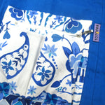 Large Utility Floral Print Blue Canvas Shoulder Tote Diaper Bag for Women