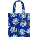 Bright Blue Floral Print Reversible Tote Bags for Women