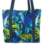 Cactus and Tropical Bird Print Large Utility Zip Closure Market Tote Bag