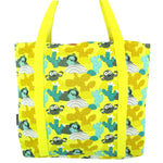 Cactus and Tropical Bird Print Large Utility Zip Closure Market Tote Bag