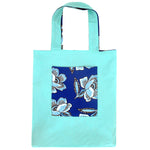 Bright Blue Floral Print Reversible Tote Bags for Women