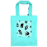 Mint Blue Sloth All Over Print Cotton Canvas Reversible Tote Bags for Women