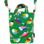 Bright Green Colorful Bird Print Crossbody Duck Top Handle Tote Bag