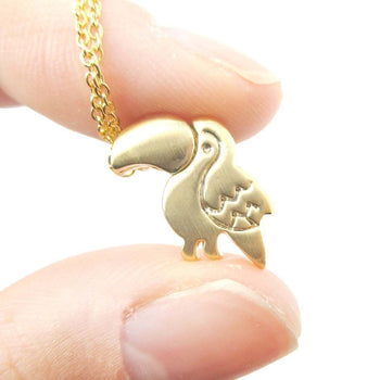 Toucan Bird Shaped Animal Themed Pendant Necklace in Gold | DOTOLY | DOTOLY