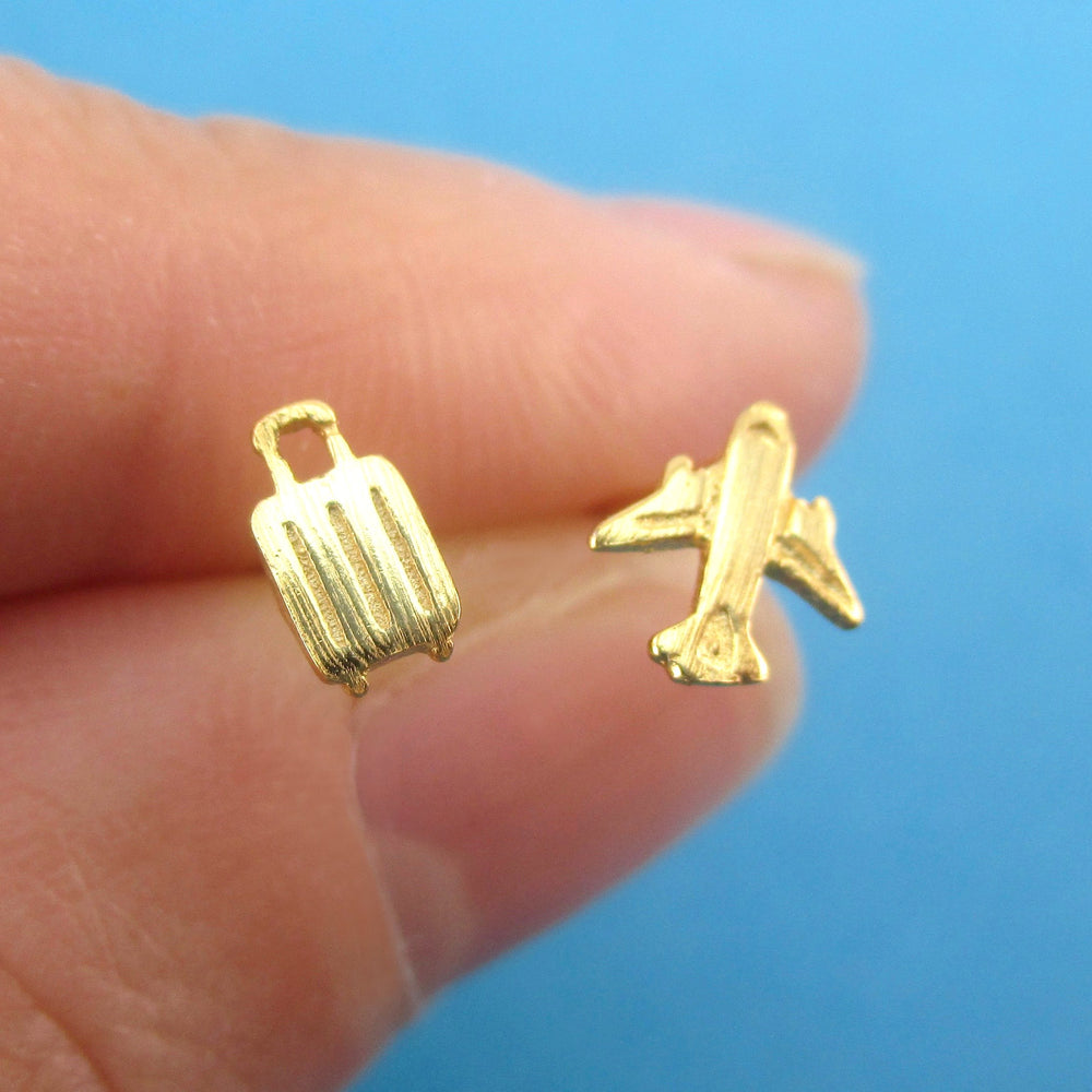 Travel Inspired Airplane and Suitcase Shaped Wanderlust Earrings