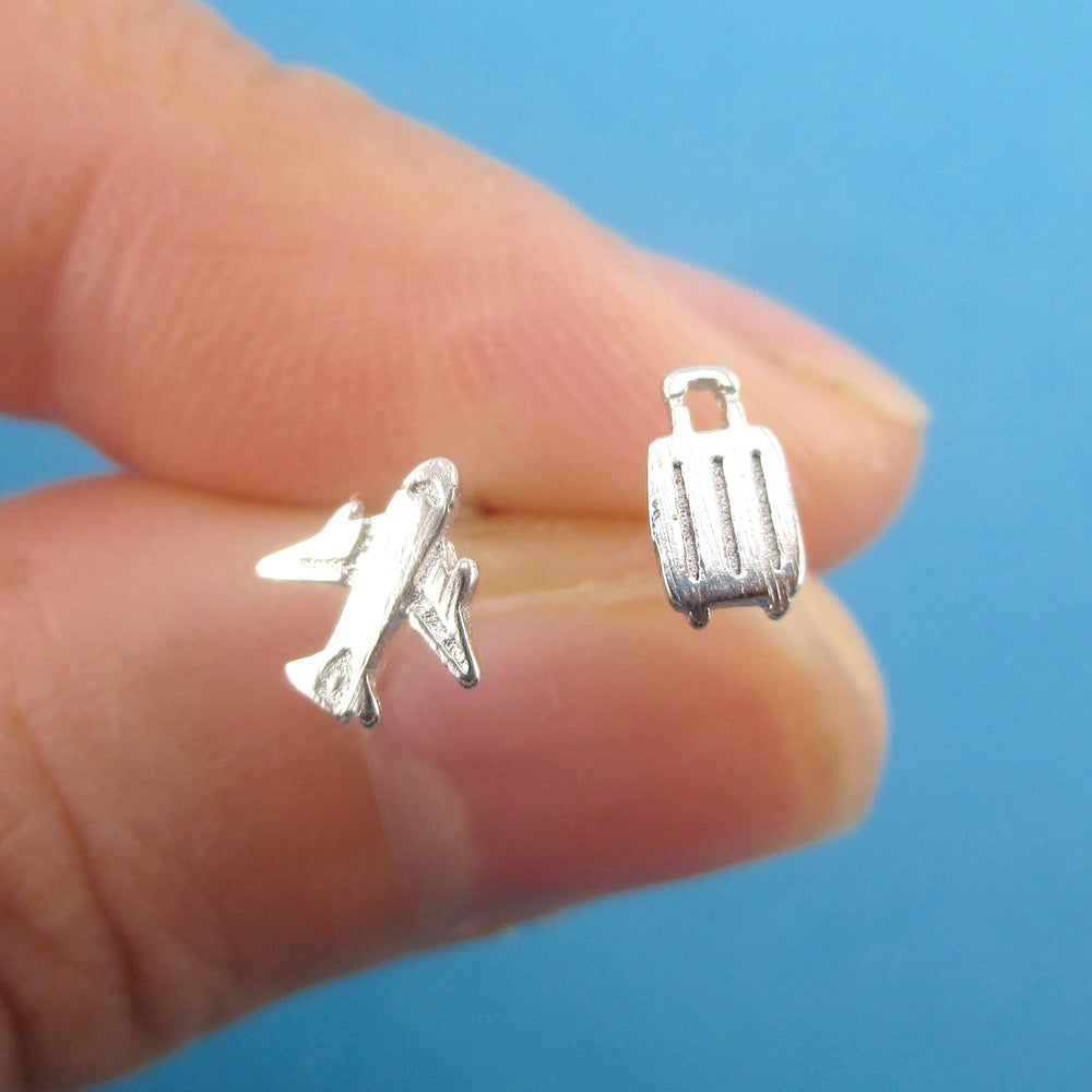 Travel Inspired Airplane and Suitcase Shaped Wanderlust Earrings