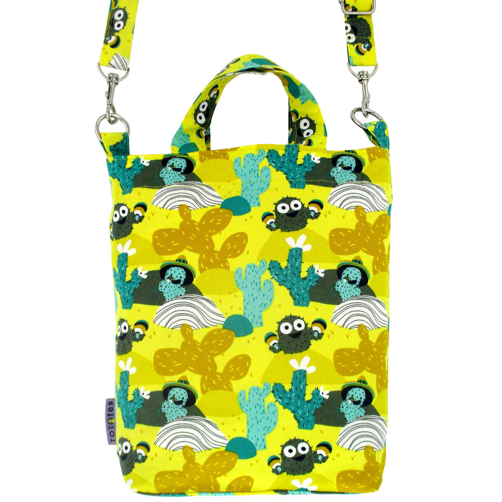 Yellow Cactus Desert Print Crossbody Duck Top Handle Tote Bag