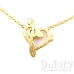 Treble and Bass Clef Heart Shaped Music Lovers Charm Necklace in Gold | DOTOLY