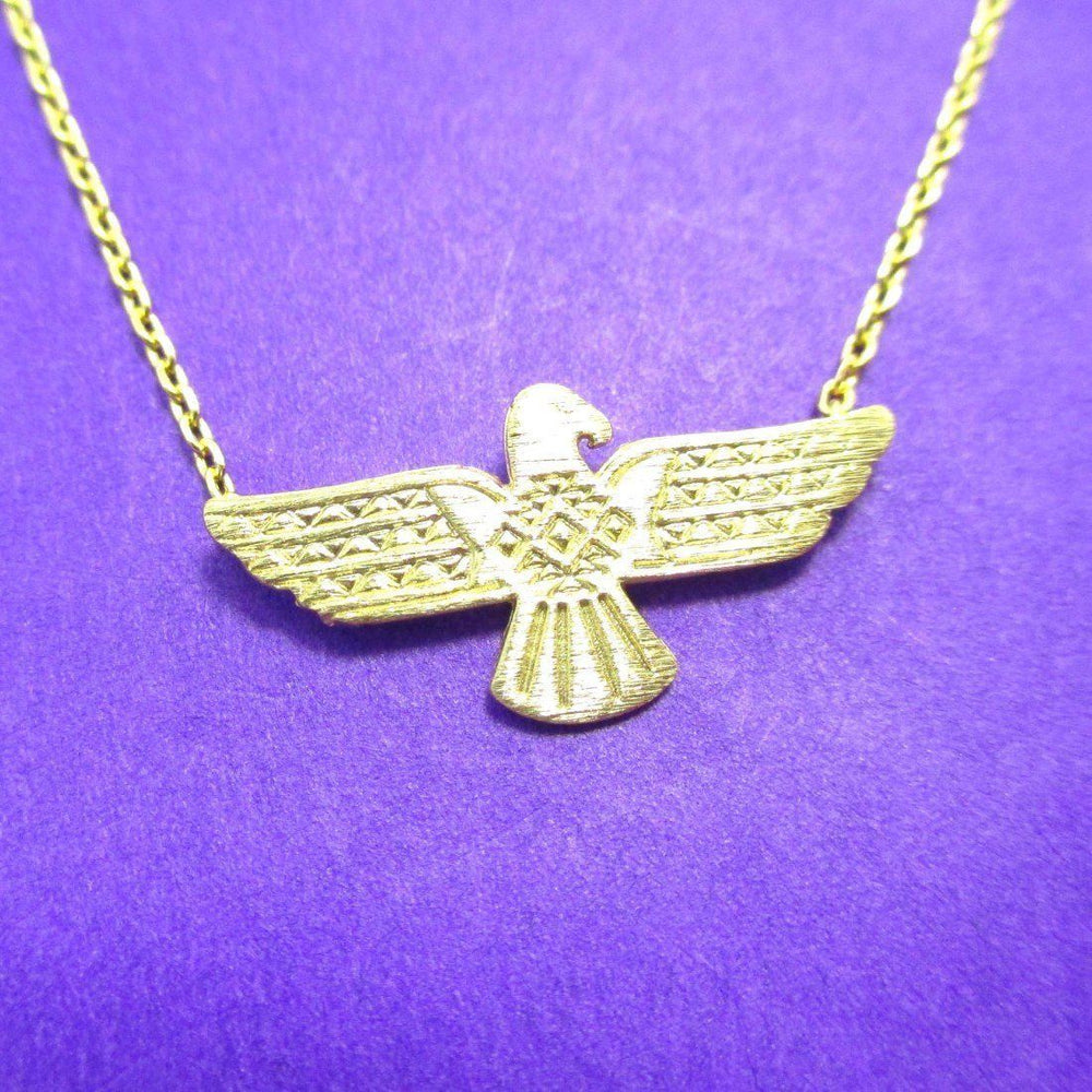 Tribal Eagle Shaped Bohemian Charm Necklace in Gold | DOTOLY | DOTOLY