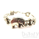 Tribal Inspired Beaded Bracelet with Elephant Charm in Silver | Animal Jewelry | DOTOLY