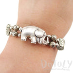 Tribal Inspired Beaded Bracelet with Elephant Charm in Silver | Animal Jewelry | DOTOLY